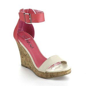 DIVIANA KEALIE-30 Women's Two Tone Cork Platform Ankle Strap Wedge